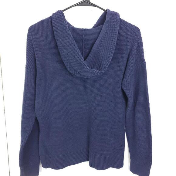 Gap Sweater Womens S Hooded Beachy Navy Coastal Pullover Sweatshirt Split Hem - Picture 10 of 10